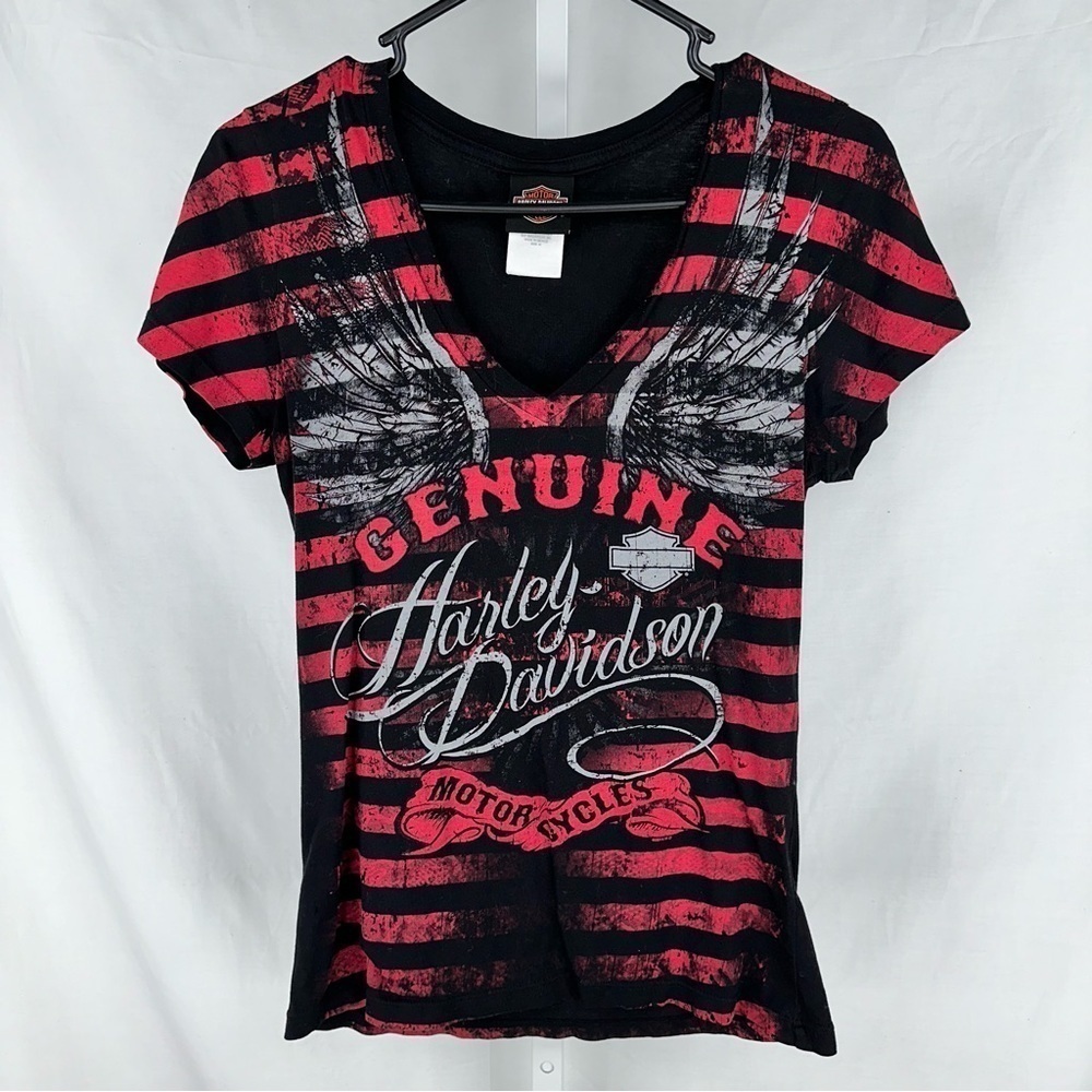 Harley Davidson Women’s Sound Washington Red Black Lace T Shirt Size M